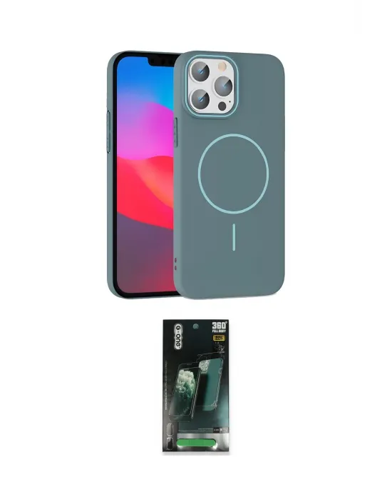 ieg™ iPhone 15 Pro Max Kılıf Siluet Doku Özel Seri - Şeffaf 360 Full Body Arka Koruyucu