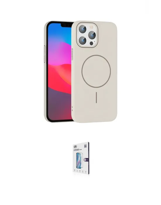 ieg™ iPhone 15 Pro Max Kılıf Siluet Doku Özel Seri - Siyah Bilvis 0.18mm Plus Cam Ekran Koruyucu