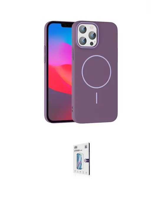 ieg™ iPhone 15 Pro Max Kılıf Siluet Doku Özel Seri - Siyah Bilvis 0.18mm Plus Cam Ekran Koruyucu