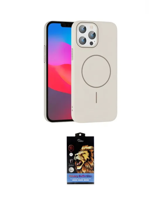 ieg™ iPhone 15 Pro Max Kılıf Siluet Doku Özel Seri - Siyah Buffer Hayalet Cam Ekran Koruyucu