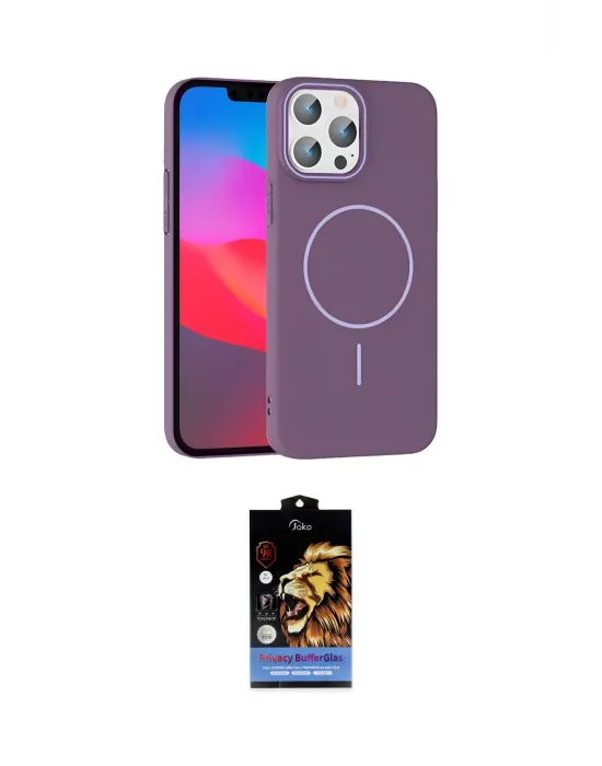 ieg™ iPhone 15 Pro Max Kılıf Siluet Doku Özel Seri - Siyah Buffer Hayalet Cam Ekran Koruyucu