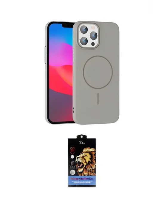 ieg™ iPhone 15 Pro Max Kılıf Siluet Doku Özel Seri - Siyah Buffer Hayalet Cam Ekran Koruyucu