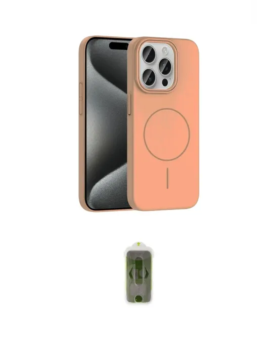 ieg™ iPhone 15 Pro Max Kılıf Siluet Doku Özel Seri - Siyah Joko Magic 5D Hayalet Cam