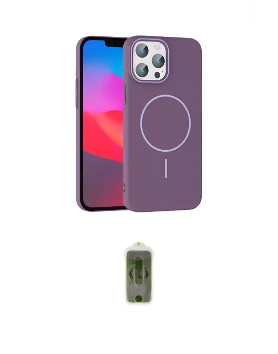 ieg™ iPhone 15 Pro Max Kılıf Siluet Doku Özel Seri - Siyah Joko Magic 5D Hayalet Cam