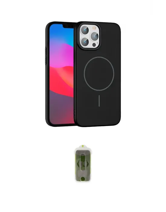 ieg™ iPhone 15 Pro Max Kılıf Siluet Doku Özel Seri - Siyah Joko Magic 5D Hayalet Cam