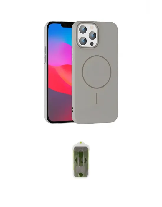 ieg™ iPhone 15 Pro Max Kılıf Siluet Doku Özel Seri - Siyah Joko Magic 5D Hayalet Cam