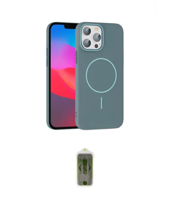 ieg™ iPhone 15 Pro Max Kılıf Siluet Doku Özel Seri - Siyah Joko Magic 5D Hayalet Cam