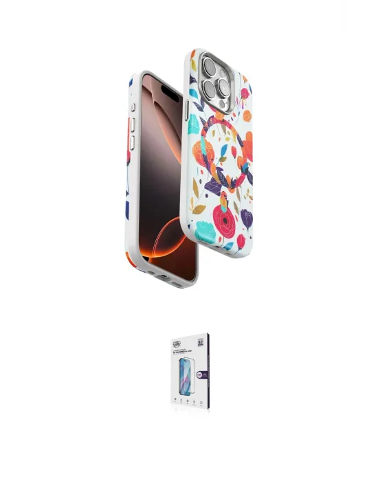 ieg™ iPhone 15 Pro Max Kılıf Siluet Doku - Siyah Bilvis 0.18mm Plus Cam Ekran Koruyucu