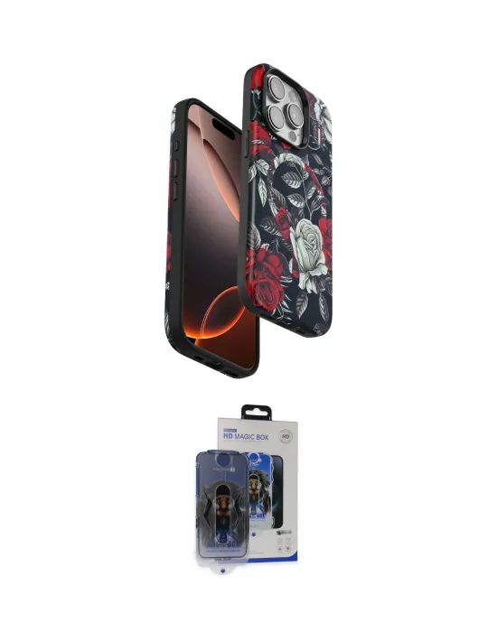 ieg™ iPhone 15 Pro Max Kılıf Siluet Doku - Siyah Vanessa Magic Cam