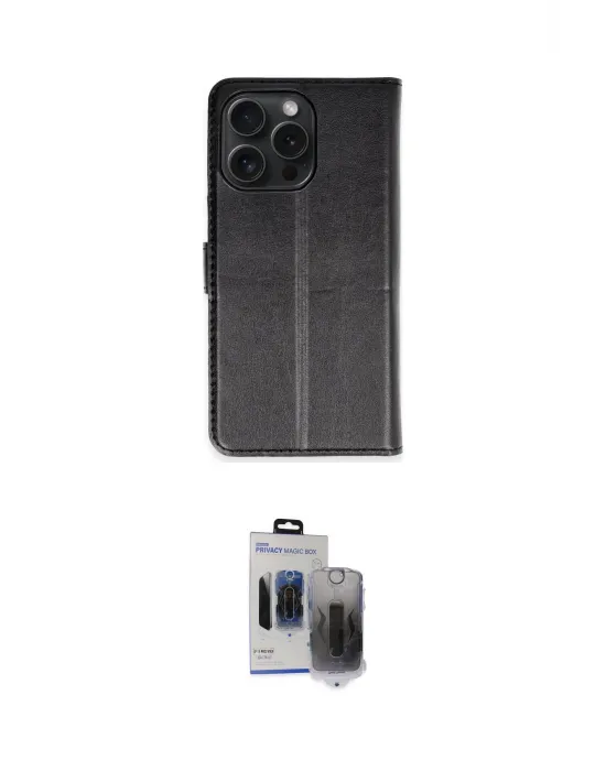 ieg™ iPhone 15 Pro Max Kılıf Siluet Işık Serisi - Siyah Vanessa Magic Hayalet Cam