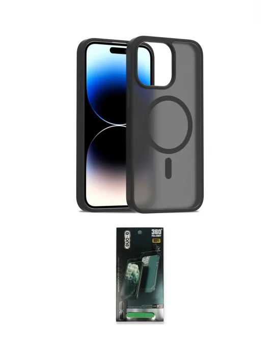 ieg™ iPhone 15 Pro Max Kılıf Siluet Minimal Prime - Şeffaf 360 Full Body Arka Koruyucu