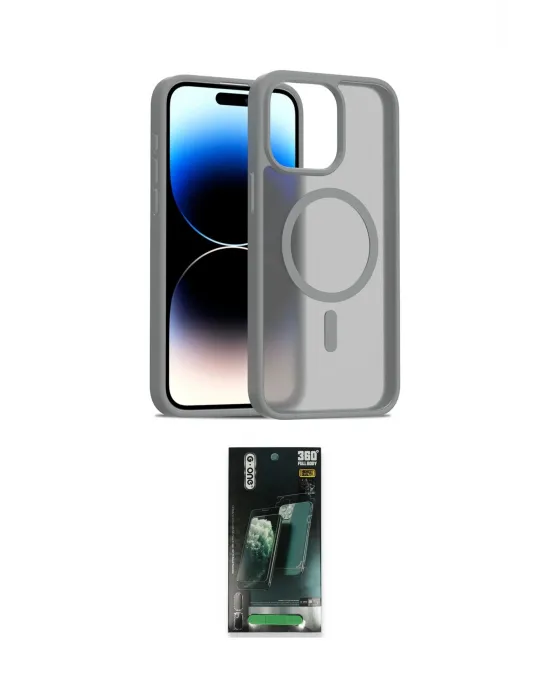 ieg™ iPhone 15 Pro Max Kılıf Siluet Minimal Prime - Şeffaf 360 Full Body Arka Koruyucu