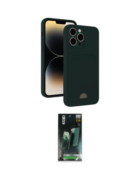 ieg™ iPhone 15 Pro Max Kılıf Vadi Çizgi Prime - Siyah 360 Mat Full Body Arka Koruyucu