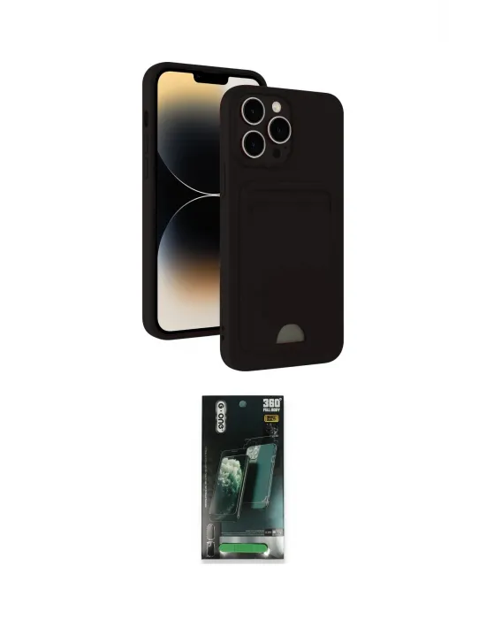 ieg™ iPhone 15 Pro Max Kılıf Vadi Çizgi Prime - Siyah 360 Mat Full Body Arka Koruyucu