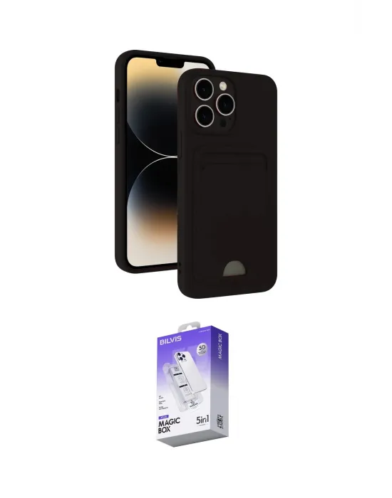 ieg™ iPhone 15 Pro Max Kılıf Vadi Çizgi Prime - Siyah Bilvis 5in1 3D Magic Cam Ekran Koruyucu