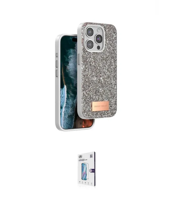 ieg™ iPhone 15 Pro Max Kılıf Vadi Klasik Serisi - Siyah Bilvis 0.18mm Plus Cam Ekran Koruyucu