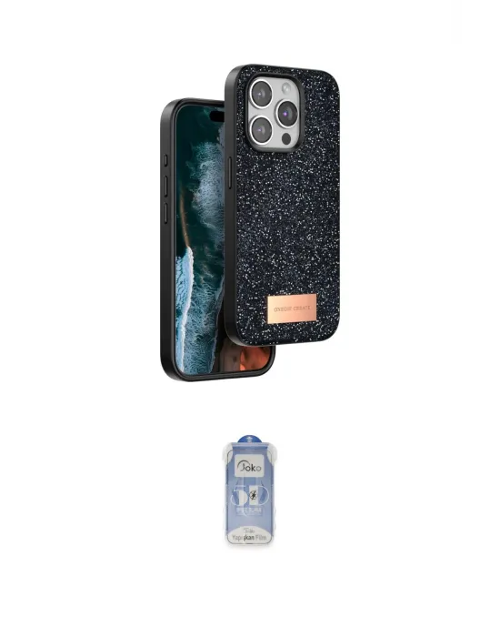 ieg™ iPhone 15 Pro Max Kılıf Vadi Klasik Serisi - Siyah Joko Magic 5D Cam