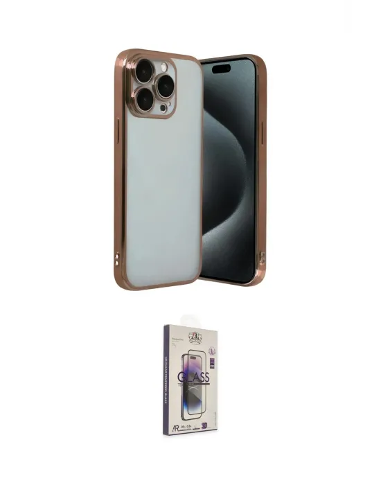 ieg™ iPhone 15 Pro Max Kılıf Vadi Minimal - Siyah Bilvis 3D Cam Ekran Koruyucu