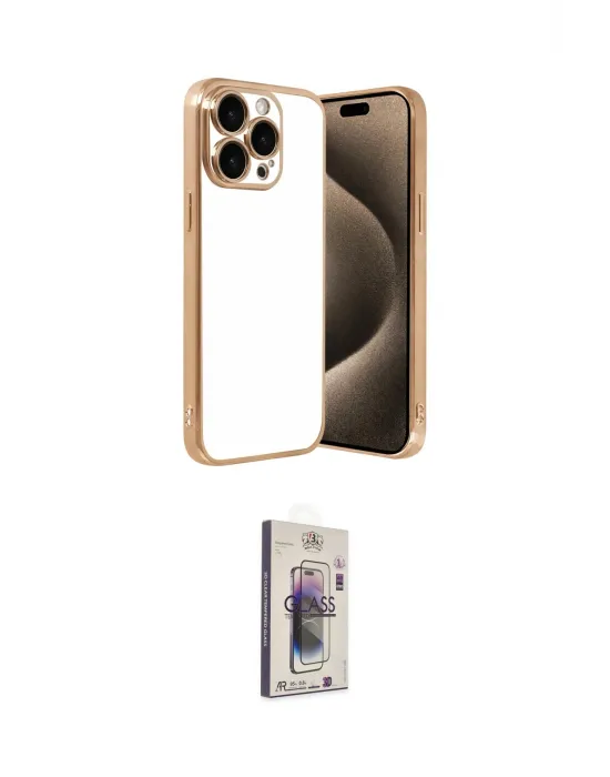 ieg™ iPhone 15 Pro Max Kılıf Vadi Minimal - Siyah Bilvis 3D Cam Ekran Koruyucu