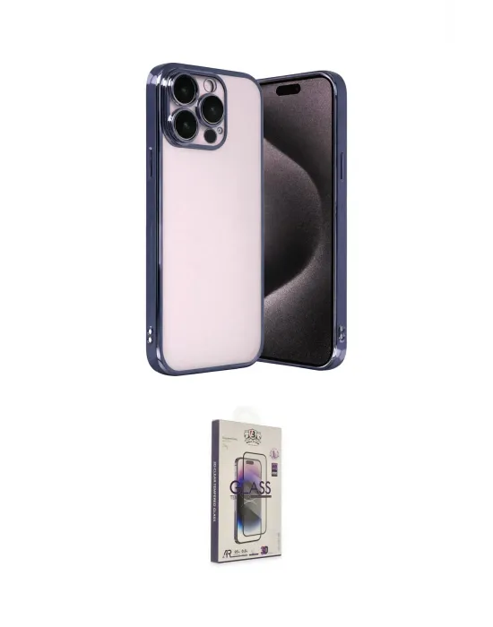ieg™ iPhone 15 Pro Max Kılıf Vadi Minimal - Siyah Bilvis 3D Cam Ekran Koruyucu