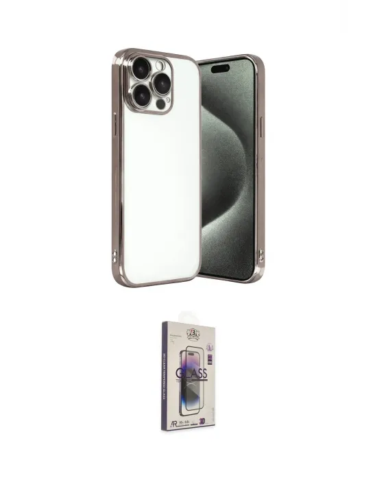 ieg™ iPhone 15 Pro Max Kılıf Vadi Minimal - Siyah Bilvis 3D Cam Ekran Koruyucu