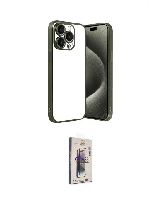 ieg™ iPhone 15 Pro Max Kılıf Vadi Minimal - Siyah Bilvis 3D Cam Ekran Koruyucu