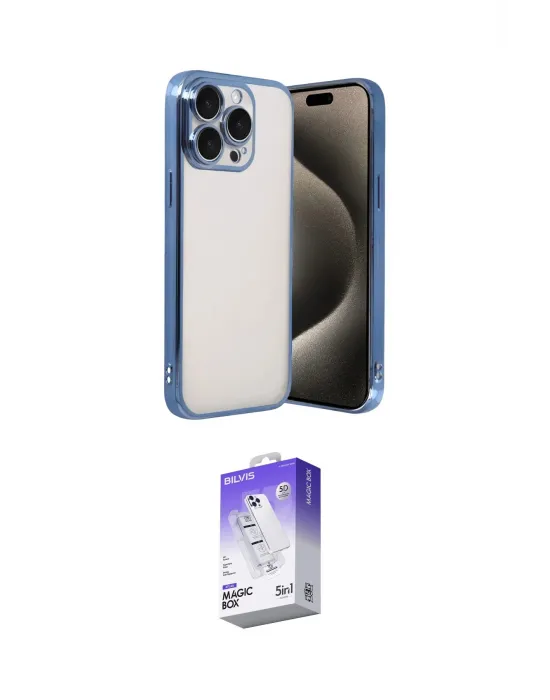 ieg™ iPhone 15 Pro Max Kılıf Vadi Minimal - Siyah Bilvis 5in1 3D Magic Cam Ekran Koruyucu