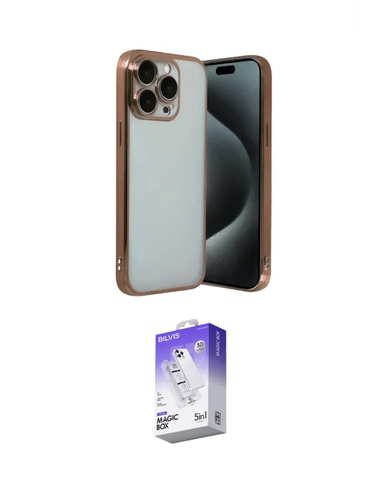 ieg™ iPhone 15 Pro Max Kılıf Vadi Minimal - Siyah Bilvis 5in1 3D Magic Cam Ekran Koruyucu