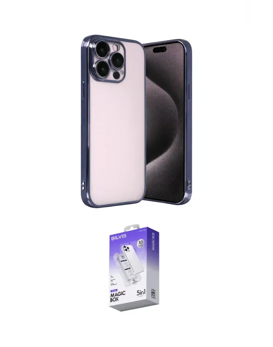 ieg™ iPhone 15 Pro Max Kılıf Vadi Minimal - Siyah Bilvis 5in1 3D Magic Cam Ekran Koruyucu
