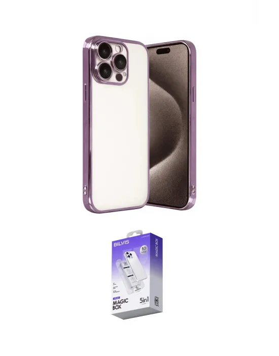 ieg™ iPhone 15 Pro Max Kılıf Vadi Minimal - Siyah Bilvis 5in1 3D Magic Cam Ekran Koruyucu