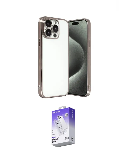 ieg™ iPhone 15 Pro Max Kılıf Vadi Minimal - Siyah Bilvis 5in1 3D Magic Cam Ekran Koruyucu