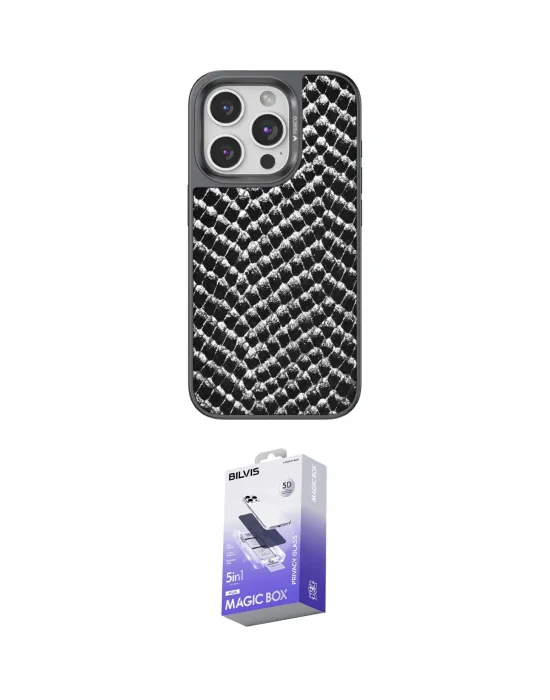 ieg™ iPhone 15 Pro Max Kılıf Vadi Özel Seri - Siyah Bilvis 5in1 5D Magic Hayalet Cam Ekran Koruyucu