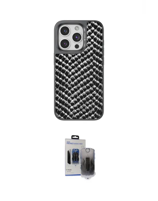 ieg™ iPhone 15 Pro Max Kılıf Vadi Özel Seri - Siyah Vanessa Magic Hayalet Cam