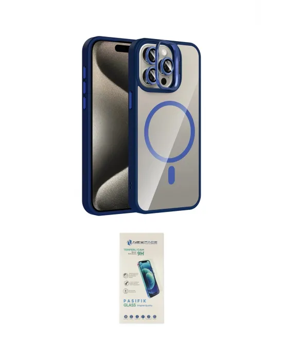 ieg™ iPhone 15 Pro Max Kılıf Yadigar Asil Koleksiyonu - Şeffaf Pasifik Cam Ekran Koruyucu