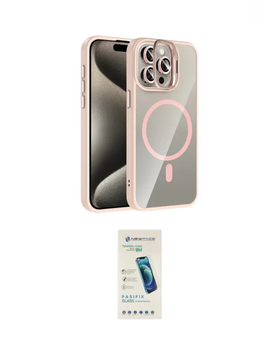 ieg™ iPhone 15 Pro Max Kılıf Yadigar Asil Koleksiyonu - Şeffaf Pasifik Cam Ekran Koruyucu