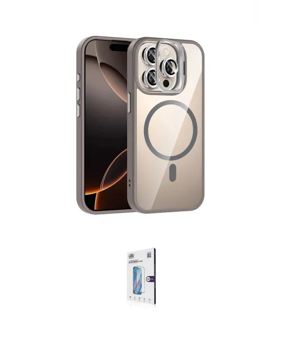 ieg™ iPhone 15 Pro Max Kılıf Yadigar Asil Koleksiyonu - Siyah Bilvis 0.18mm Plus Cam Ekran Koruyucu