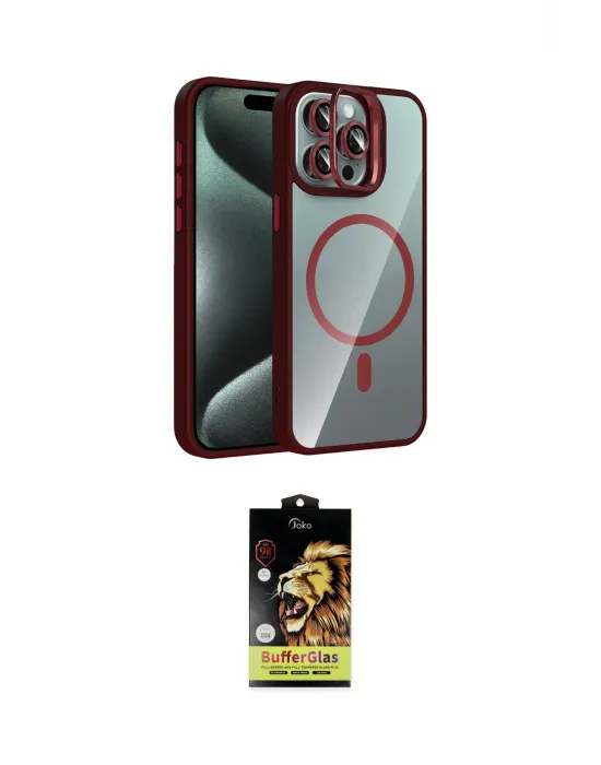 ieg™ iPhone 15 Pro Max Kılıf Yadigar Asil Koleksiyonu - Siyah Buffer Cam Ekran Koruyucu