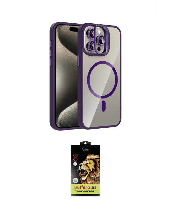 ieg™ iPhone 15 Pro Max Kılıf Yadigar Asil Koleksiyonu - Siyah Buffer Cam Ekran Koruyucu