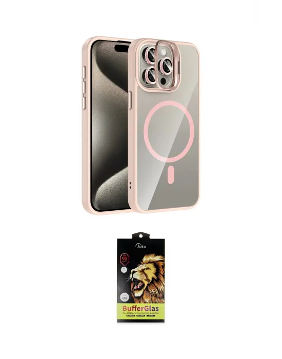 ieg™ iPhone 15 Pro Max Kılıf Yadigar Asil Koleksiyonu - Siyah Buffer Cam Ekran Koruyucu