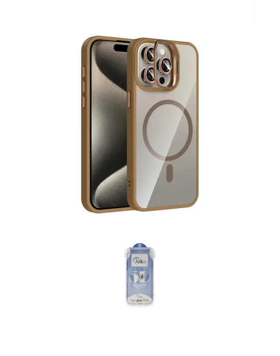 ieg™ iPhone 15 Pro Max Kılıf Yadigar Asil Koleksiyonu - Siyah Joko Magic 5D Cam
