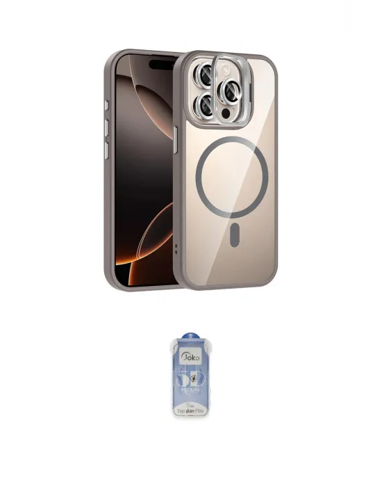ieg™ iPhone 15 Pro Max Kılıf Yadigar Asil Koleksiyonu - Siyah Joko Magic 5D Cam