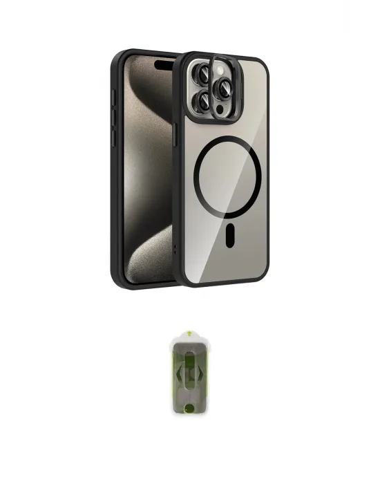 ieg™ iPhone 15 Pro Max Kılıf Yadigar Asil Koleksiyonu - Siyah Joko Magic 5D Hayalet Cam