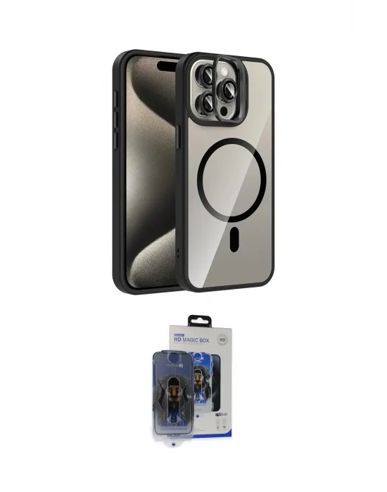 ieg™ iPhone 15 Pro Max Kılıf Yadigar Asil Koleksiyonu - Siyah Vanessa Magic Cam
