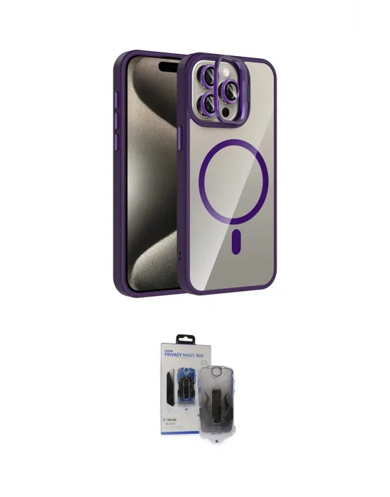 ieg™ iPhone 15 Pro Max Kılıf Yadigar Asil Koleksiyonu - Siyah Vanessa Magic Hayalet Cam