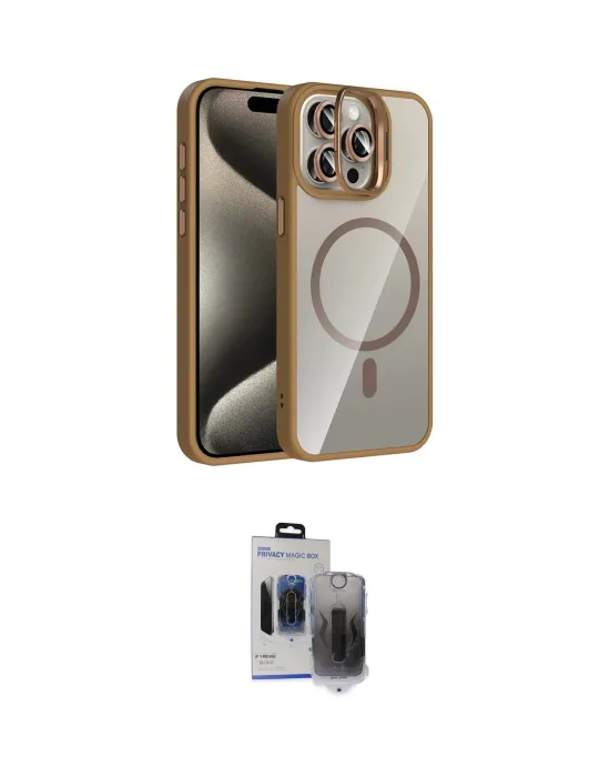 ieg™ iPhone 15 Pro Max Kılıf Yadigar Asil Koleksiyonu - Siyah Vanessa Magic Hayalet Cam