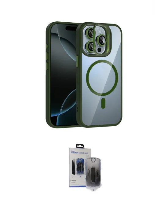 ieg™ iPhone 15 Pro Max Kılıf Yadigar Asil Koleksiyonu - Siyah Vanessa Magic Hayalet Cam
