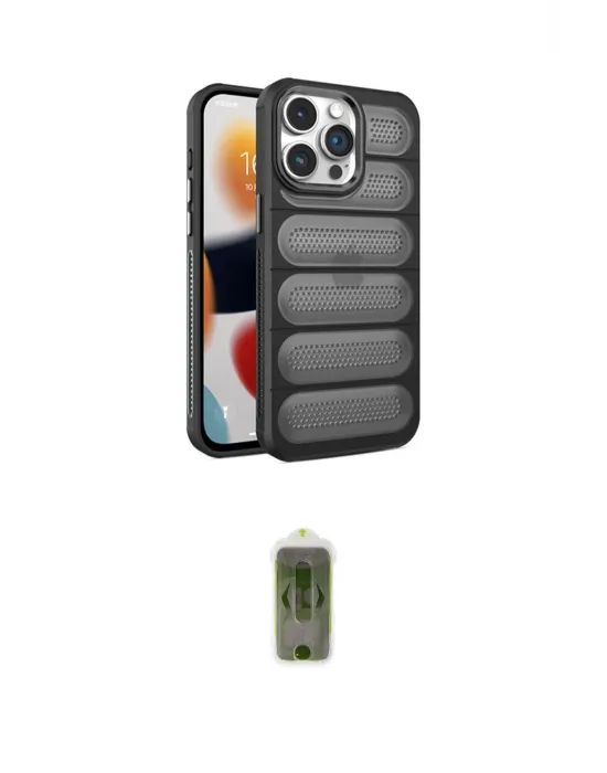 ieg™ iPhone 15 Pro Max Kılıf Yadigar Doku Özel Seri - Siyah Joko Magic 5D Hayalet Cam