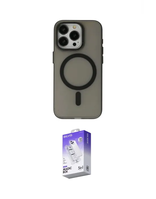 ieg™ iPhone 15 Pro Max Kılıf Yadigar Işık - Siyah Bilvis 5in1 3D Magic Cam Ekran Koruyucu