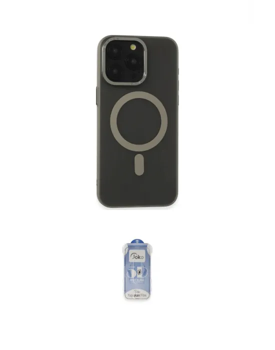 ieg™ iPhone 15 Pro Max Kılıf Yadigar Işık - Siyah Joko Magic 5D Cam