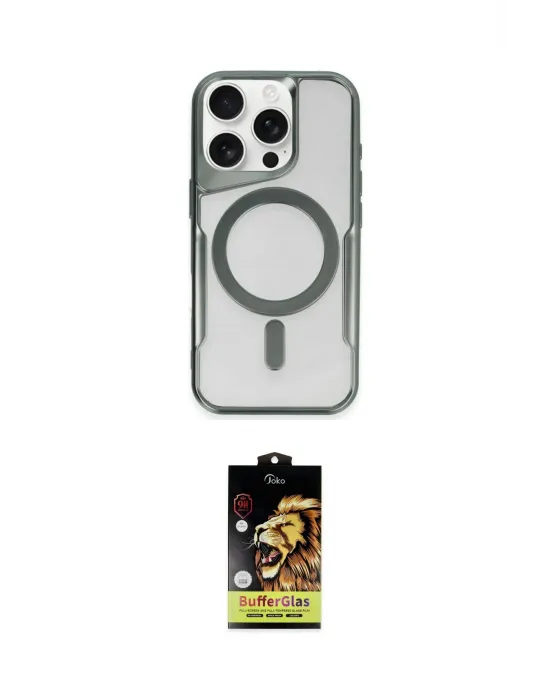ieg™ iPhone 15 Pro Max Kılıf Yadigar Klasik Özel Seri - Siyah Buffer Cam Ekran Koruyucu